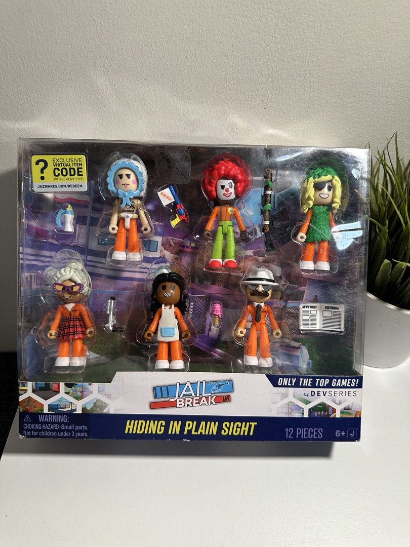 DevSeries Jailbreak Hiding In Plain Sight 12 Pieces Figure Set (Category: Figurines & Statues) located in Cabanatuan. Submitted by s.kit.27 (Listing ID 1468018637, Image 1). Description: - Brand new & unopened DevSeries Jailbreak Hiding In Plain Sight box set - Includes 6 inmate figures: Granny, Clown, Ice Cream Worker, Incognito, Baby, and Ghillie Suit - Comes with 6 matching accessories - Includes an exclusive virtual item code - Plastic window