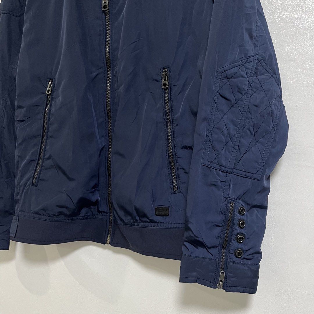 Diesel Industry Bomber Biker Jacket (Category: Coats, Jackets and Outerwear) located in Calamba. Submitted by barraxarchive (Listing ID 1467913732, Image 3). Description: -Size: Small -Dimensions (inch): ~Width 21' (pit to pit) ~Length 26' ~Shoulder 17' ~Sleeves 25' (lower shoulder to wrist) This jacket is in very great shape, only issue is the right pocket bag is hand sewn repaired, either way it's not visible and won't affect the pocket itself.