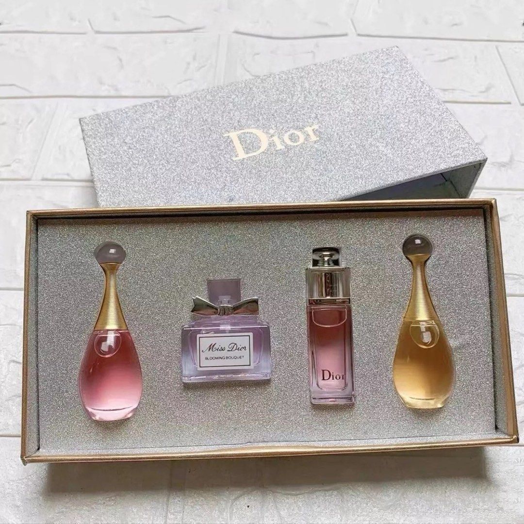 Dior Miniature Perfume Gift Set 4-Piece Box (Category: Fragrance & Deodorants) located in Paranaque City. Submitted by mmacita (Listing ID 1467935872, Image 3). Description: - Brand new Dior mini perfume gift set - Includes 4 miniature bottles: * 2x J'adore * 1x Miss Dior Blooming Bouquet * 1x Dior Addict - original packaging - Perfect pang gift .