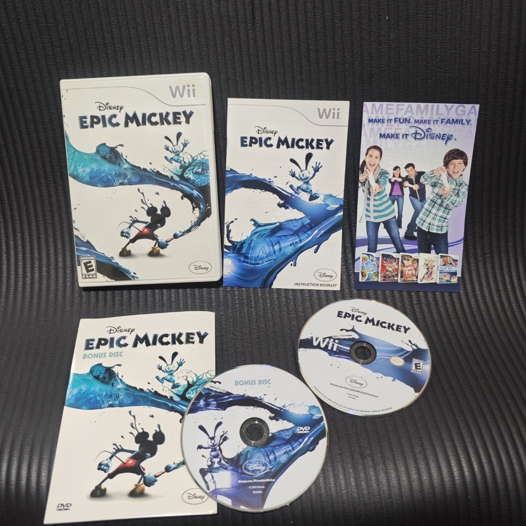Disney Epic Mickey Wii Game (US) with Bonus Disc (Category: Nintendo) located in Quezon City. Submitted by shopme_gadget30 (Listing ID 1468024778, Image 1). Description: kindly read the details first for sale fixed price good condition tested and working with Case and disc game with manual with bonus Disc (Rare) compatible to Nintendo Wii or Wii U USA Region qc area meet up: sm north shipping fee must shoulder by the buyer via lalamove or grab pa