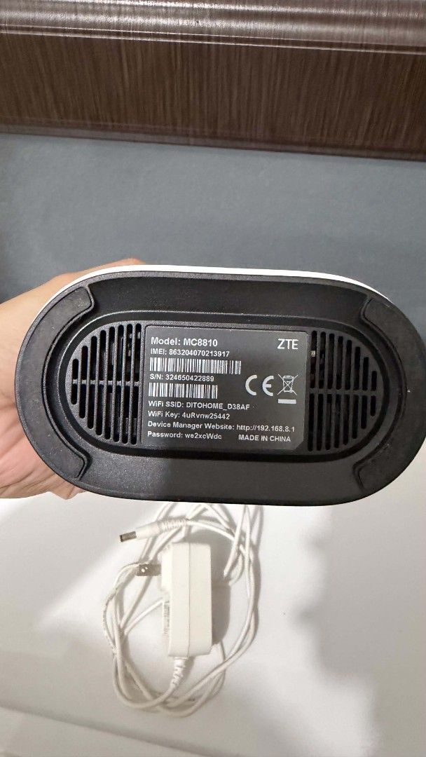 DITO ZTE MC8810 5G MODEM (Category: Networking) located in Manila. Submitted by antuqin (Listing ID 1467966969, Image 2). Description: For sale: Dito Home Wifi Modem (ZTE MC8810. Original price P4990 bought from official store. Good for main and back-up wifi. Up to 500mbps yung limit ng speed, and consistent naman connection depende sa lugar mo. Check mo muna sa area mo kung malakas ang DITO. Plug and play. RFS: Hindi masyado ginagamit, declutter