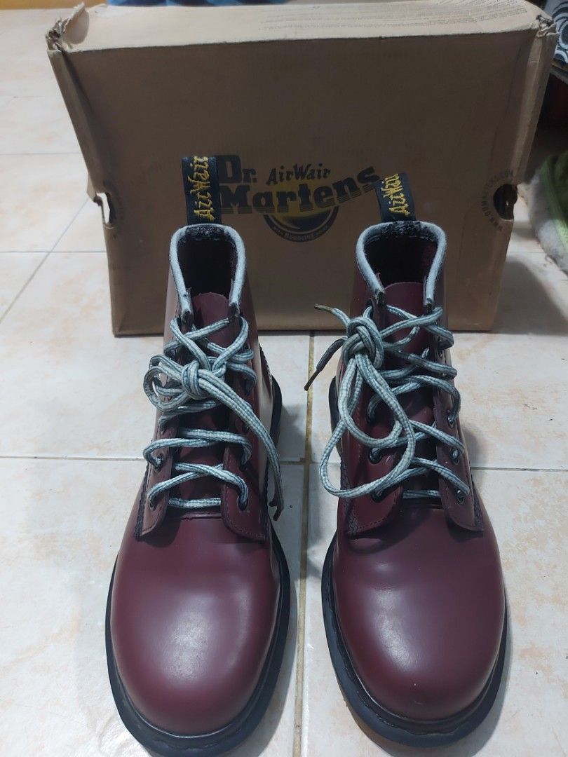 Dr. Martens cherry red original with orig Box (Category: Boots) located in Pasig City. Submitted by junjunkobekobe (Listing ID 1468035871, Image 1). Description: Dr.martens cherry red rouge smooth original size uk4 us5 men us6 ladies eu37 MIV complete with box slightly used for only 1,500 pasig area pick-up or ship at buyers expense ty - Brand: Dr. Martens - Color: cherry red with smooth leather finish - Details: Classic yellow stitching and patt