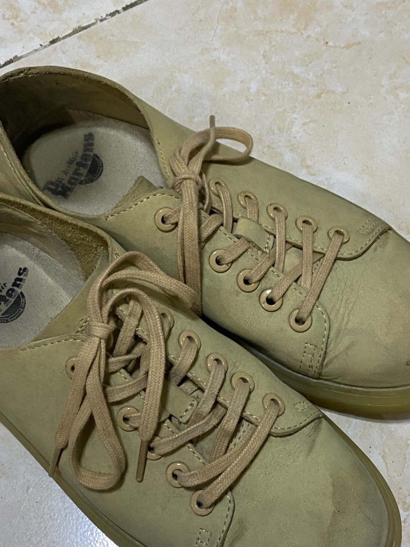 Dr. Martens Dante (Category: Sneakers) located in Manila. Submitted by cjraquion (Listing ID 1467879334, Image 1). Description: - Brand: Dr. Martens - Style: Low-top lace-up shoes with chunky gum soles - Color: Neutral beige / tan - Condition: Worn a few times, minor toe scuffs and slight creasing (soles have plenty of life left) - Features: Smooth leather upper, printed insole branding, very comfortable for daily wear.