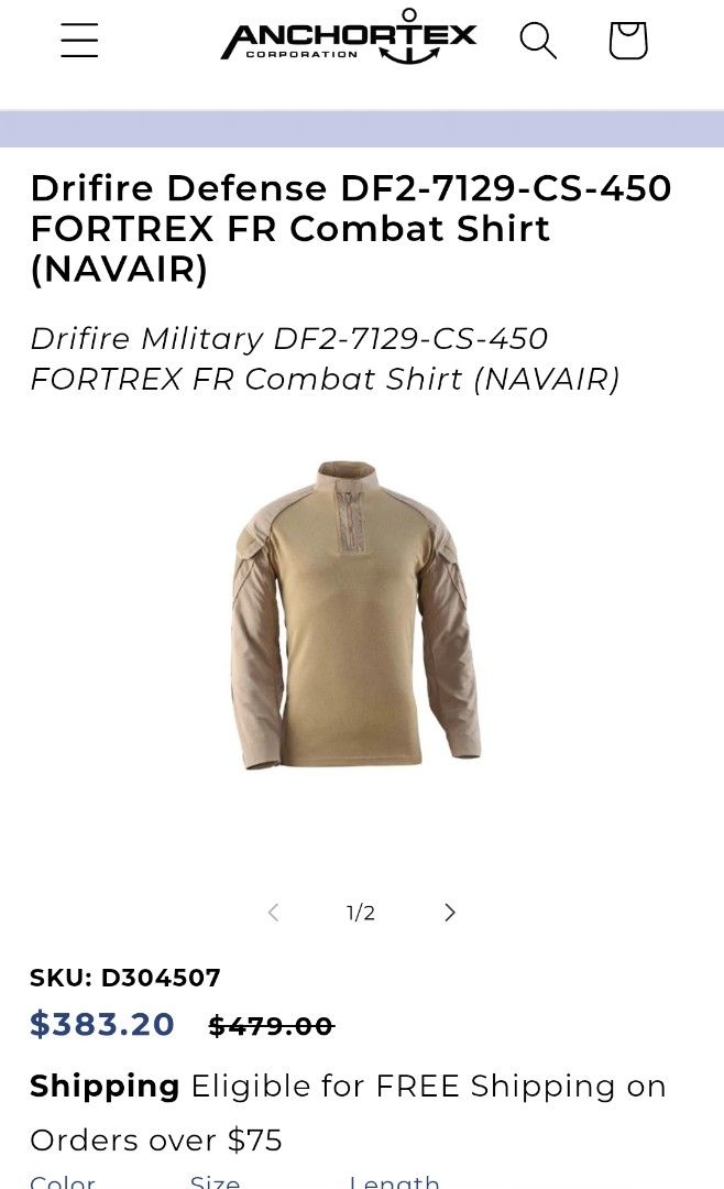 DRIFIRE FR Combat Shirt NAVAIR (Category: Activewear) located in Santo Tomas. Submitted by pickers_corner (Listing ID 1468017936, Image 2). Description: Drifire Defense DF2-7129-CS-450 FORTREX FR Combat Shirt (NAVAIR) size S-L dime 19x30 fits Medium to Large build excellent condition no issue - Authentic Drifire Fortrex FR combat shirt in khaki - Made in USA with moisture-wicking Drirelease fabric - Flame-resistant tactical gear with quarter-zip 