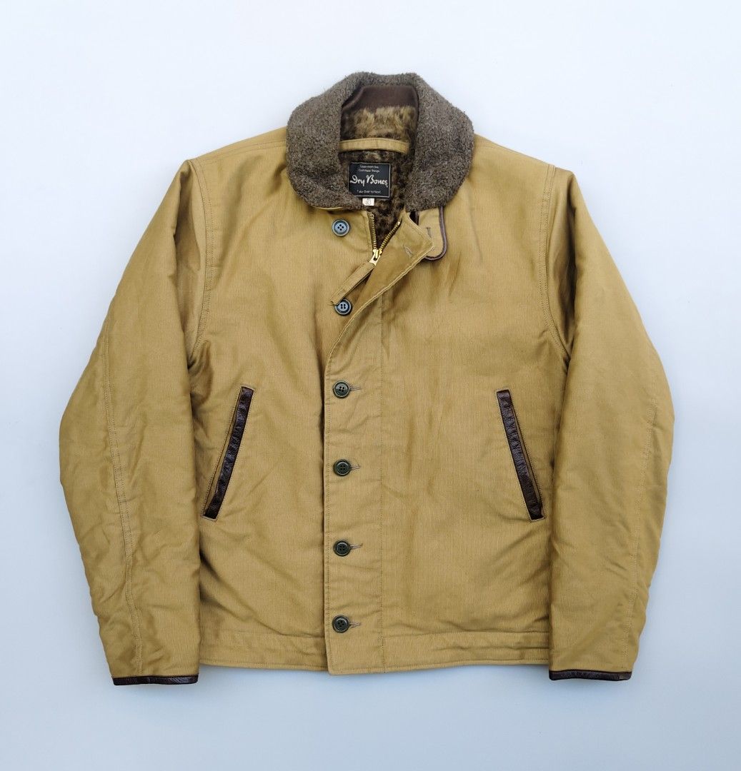 Dry bones N-1 deck jacket (made in Japan) (Category: Coats, Jackets and Outerwear) located in Baguio. Submitted by archival_thrifted.ph. (Listing ID 1467909982, Image 1). Description: FOR SALE‼️ .DRY BONES N-1 LEATHER COMBINATION DECK JACKET .MADE IN JAPAN 🇯🇵 .EXCELLENT CONDITION .SIZE 40 ON TAG .RETAIL PRICE 65,890 YEN-26,175 PHP .SELLING FOR ONLY 4800 PLUS SF .❌❌ COP/COD .MOP GCASH .COURIER J&T .BAGUIO AREA .DM FOR SURE BUYER TY.