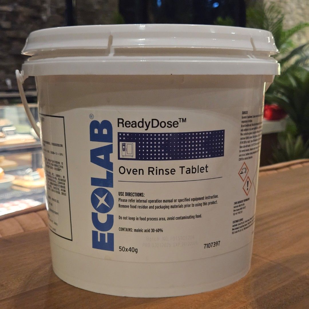 Ecolab ReadyDose Oven Rinse Tablet (Category: Cleaning Tools & Supplies) located in Taguig. Submitted by matchaespressooo (Listing ID 1467933881, Image 1). Description: - Product: Ecolab ReadyDose Oven Rinse Tablets - Condition: Used one tablet out of 50 - Quantity: 49 individually packed 40g tablets - Formula: Maleic acid (30-60%) - RFS: No longer being used - Price is negotiable - Shipping fee to be shouldered by the buyer. .