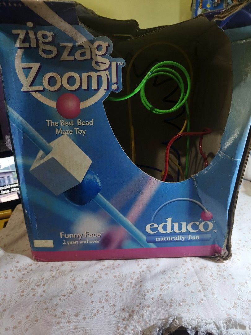 Educo Zig Zag Zoom Bead Maze Toy (Category: Educational & Learning Toys) located in Caloocan City. Submitted by mckysprelove (Listing ID 1467883452, Image 1). Description: - Brand: Educo (Zig Zag Zoom) - Recommended Age: 2 years and over - Features: Cute funny-face wooden base with multi-colored wire loops and sliding wooden beads/shapes - Benefits: Excellent for developing fine motor skills and hand-eye coordination ~Preloved; VGUC; Firm lahat n