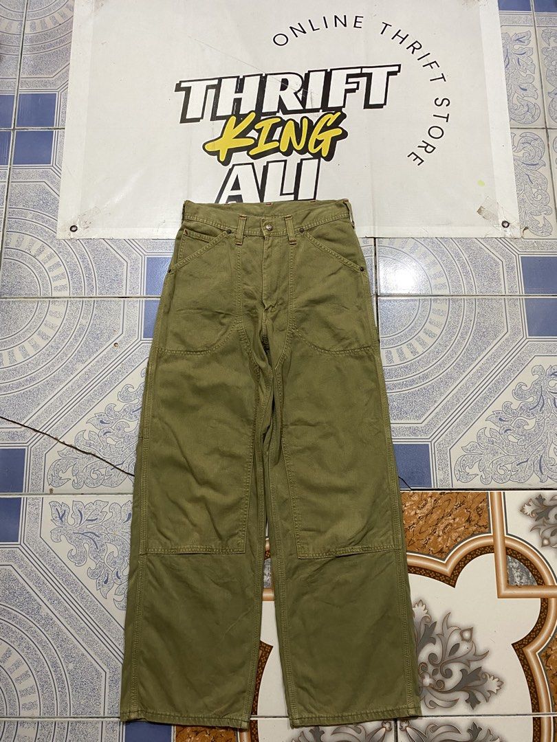 Edwin 101 Olive Double knee carpenter pants (Category: Jeans) located in Rosario. Submitted by thrift_king_ali (Listing ID 1467850062, Image 1). Description: Edwin Olive Double Knee Carpenter Dimes: W-30 L-40 Leg opening: 9.5 inches thigh: 13 inches excellent condition 600+sf.