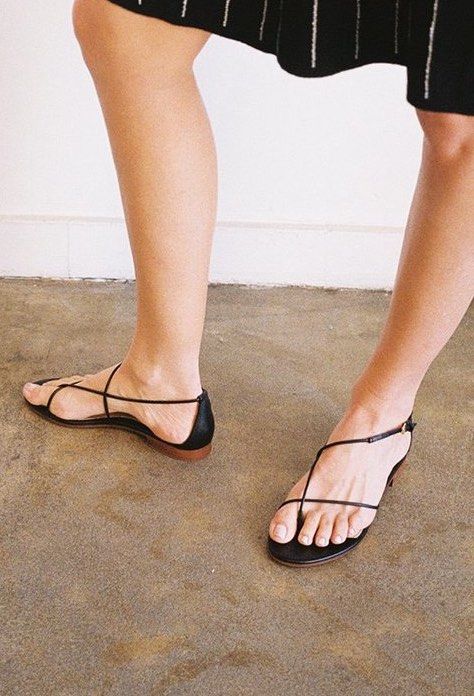 Emme Parsons String Leather Sandals in Black (Category: Flats & Sandals) located in Makati City. Submitted by agl.ph (Listing ID 1467890092, Image 1). Description: - Brand/Model: Emme Parsons Black Leather Sandals - Size: EU 38 - Purchased for $395 - Design: Minimalist strappy style featuring a toe ring and adjustable buckle ankle closure - Material: Premium leather upper and footbed with a flat wooden sole - Condition: Very used condition, with 