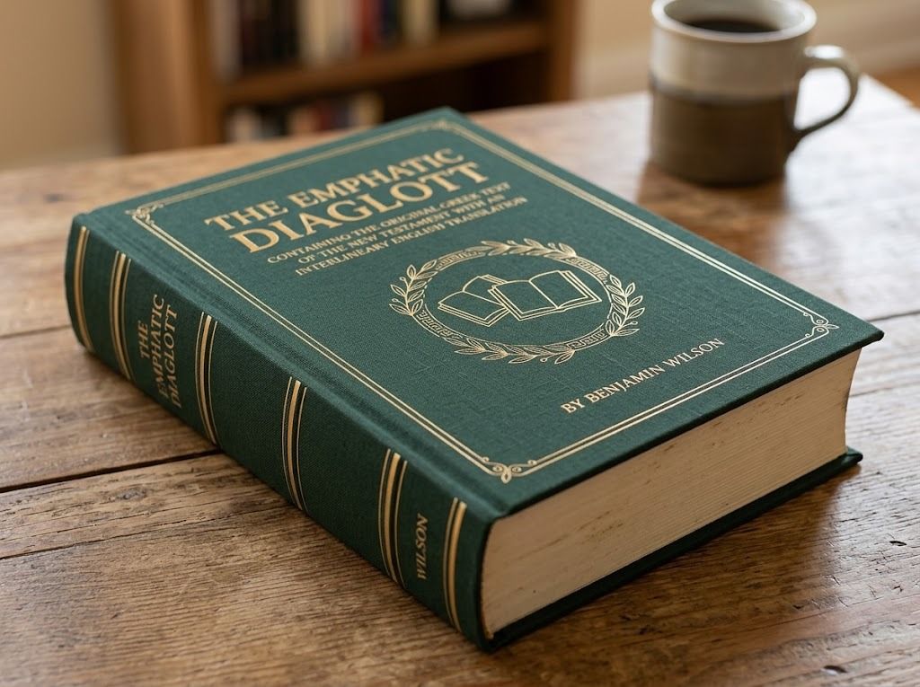 EMPHATIC DIAGLOTT by Benjamin Wilson (Category: Religion Books) located in Quezon City. Submitted by marklamsen (Listing ID 1467891297, Image 1). Description: For Sale (via PRE-ORDER) - EMPHATIC DIAGLOTT By Benjamin Wilson Fowler and Wells Co., Publishers, New York USA Copyright 1864 Printed digital copy in green hardbound cover Ideal for use by ministerial/theological students Dimension: 8.75-inch tall by 5.5-inch wide and 2-inch thick For only 