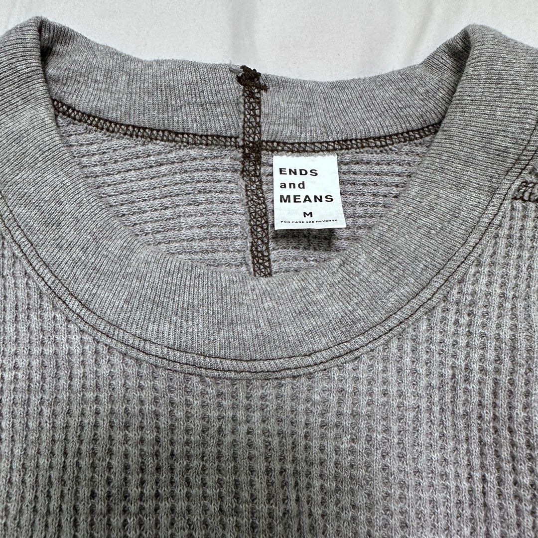 ENDS AND MEANS | Waffle Thermal Sweater (Category: Coats, Jackets and Outerwear) located in Lapu Lapu. Submitted by nervecloset (Listing ID 1467936736, Image 3). Description: ENDS AND MEANS | Waffle Thermal Sweater Medium on tag W = 23.7 inches L = 26.3 inches Excellent condition 3850 + sf.