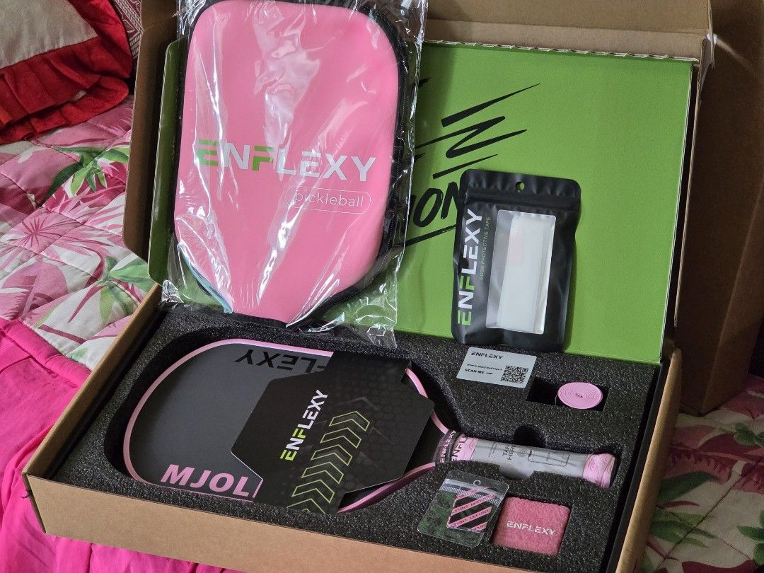 Enflexy Pink Mjolnir Pickleball Paddle (Category: Racket and Ball Sports) located in Caloocan City. Submitted by mochiescloset (Listing ID 1467868470, Image 1). Description: Brand New. Authentic. Inclusions: - Pink Mjolnir paddle - Pink paddle cover with shoulder strap - Pink paddle eraser - Pink overgrip - Pink weighted tapes - Edge protective tape Gcash/Bank Transfer payment. Delivery shouldered by buyer..