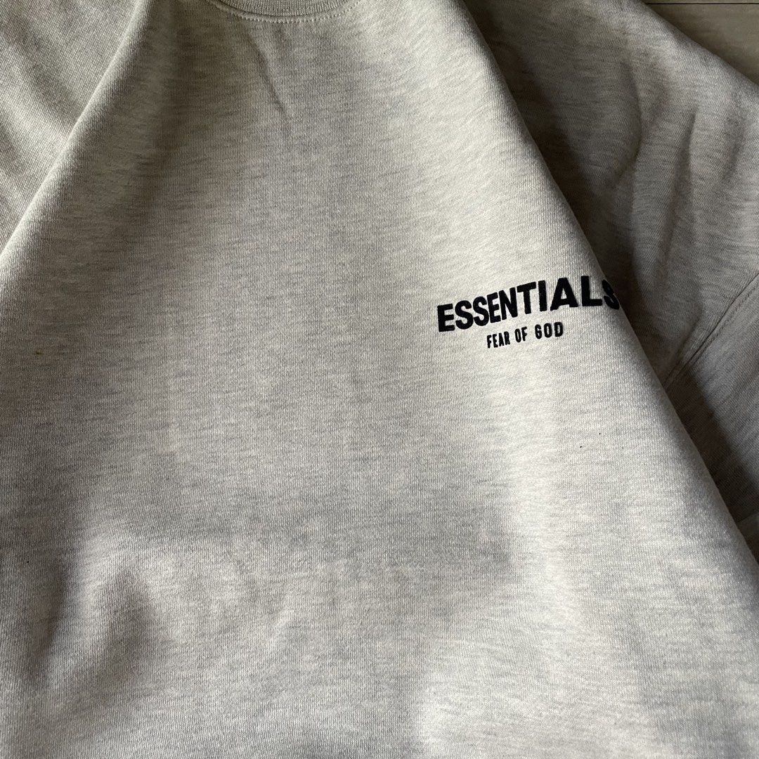 Essentials Fog Crewneck Light Oat Meal (Category: Hoodies) located in Manila. Submitted by burning_garments (Listing ID 1464442882, Image 2). Description: L TO XL BOXY VERY GOOD CONDITION, HEAVY, COMPLETED TAGS, BEEFY NECK, NEEDS WASH ONLY! .