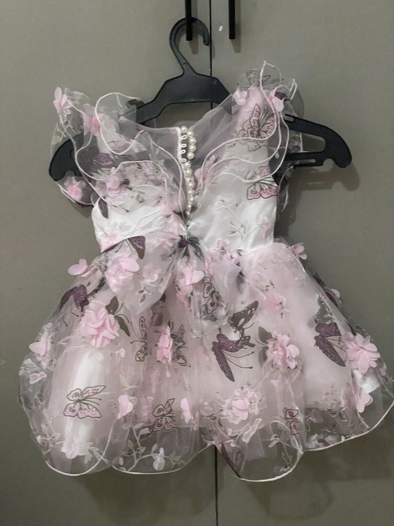 Etsy toddler gown (Category: Babies & Kids Fashion) located in Angono. Submitted by luxebynica (Listing ID 1467853136, Image 3). Description: Butterfly Princess Tulle Dress: 3D Floral Ruffle Sleeve Spring Dress Used once Will fit up to 3 years old runs big .