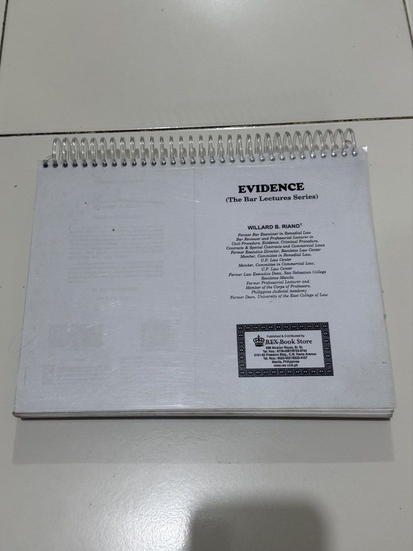 Evidence - Riano (Category: Textbooks) located in Las Pinas. Submitted by basi1io (Listing ID 1467925594, Image 1). Description: Used as secondary reference Delivery to be shouldered by the buyer. Pay only once rider arrives. MOP: Gcash 📍Las Pinas, Talon 5.