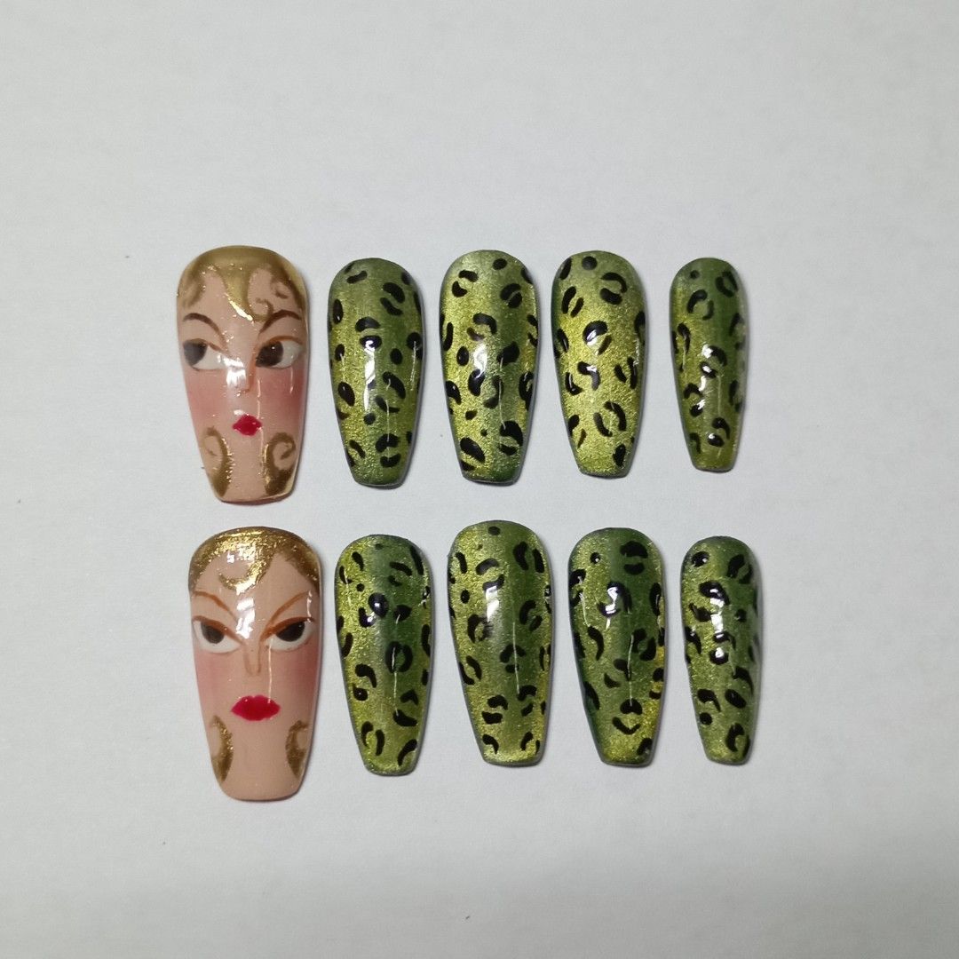 Female Alchemy Leopard Press On Nails (Category: Hands & Nails) located in Manila. Submitted by nails_by_faeee (Listing ID 1467899991, Image 1). Description: All nail designs sets are hand made by me! Available Sizes: Extra Small Small Medium Custom sizes are also available for that perfect fit! Follow us On Instagram (@nails_by_faee) for more updates or info!.