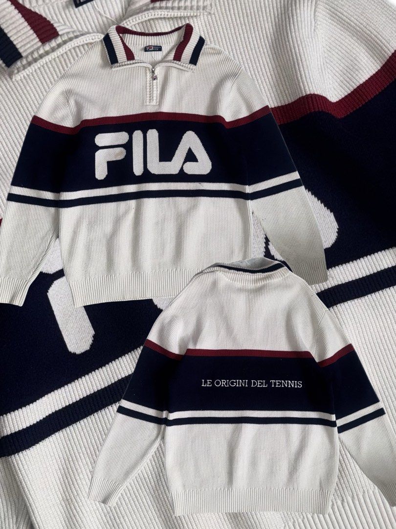FILA quarter-zip knitted sweater (Category: Coats, Jackets and Outerwear) located in Teresa. Submitted by boanerjes (Listing ID 1467877846, Image 1). Description: FILA quarter-zip knitted sweater Negotiable Pm for other details .
