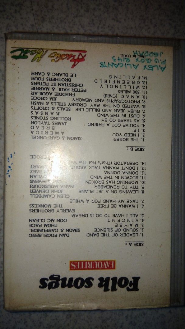 Folk Songs Cassette Tape (Category: CDs & DVDs) located in Makati City. Submitted by julz2026 (Listing ID 1467926707, Image 2). Description: -Price is fixed - With inlay and transparent casing - Very good condition.