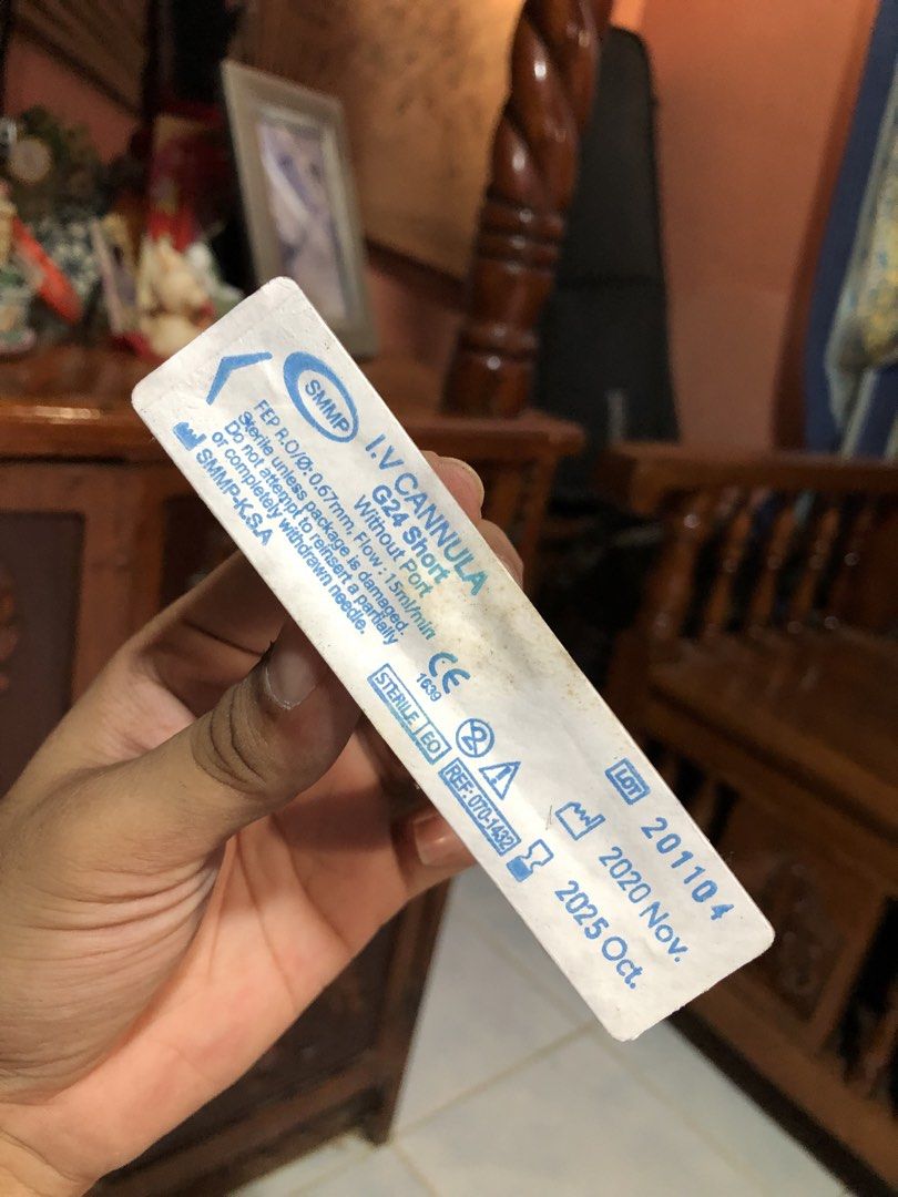 For Display Only IV Cannula G24 — Saudi Arabia Imported (Category: Medical Supplies & Tools) located in San Juan, La Union. Submitted by declutteringog7 (Listing ID 1468049169, Image 2). Description: 🇸🇦For Display Only IV Cannula G24 — Saudi Arabia Imported ₱50 Category: Collectibles > Medical & Science Details: • ✅ Authentic SMMP-K.S.A. — Made in Saudi Arabia 🇸🇦 • ✅ Size: G24 Short • Yellow Code • Without Port • ✅ Specs: FEP R.O.D. 0.67mm • 