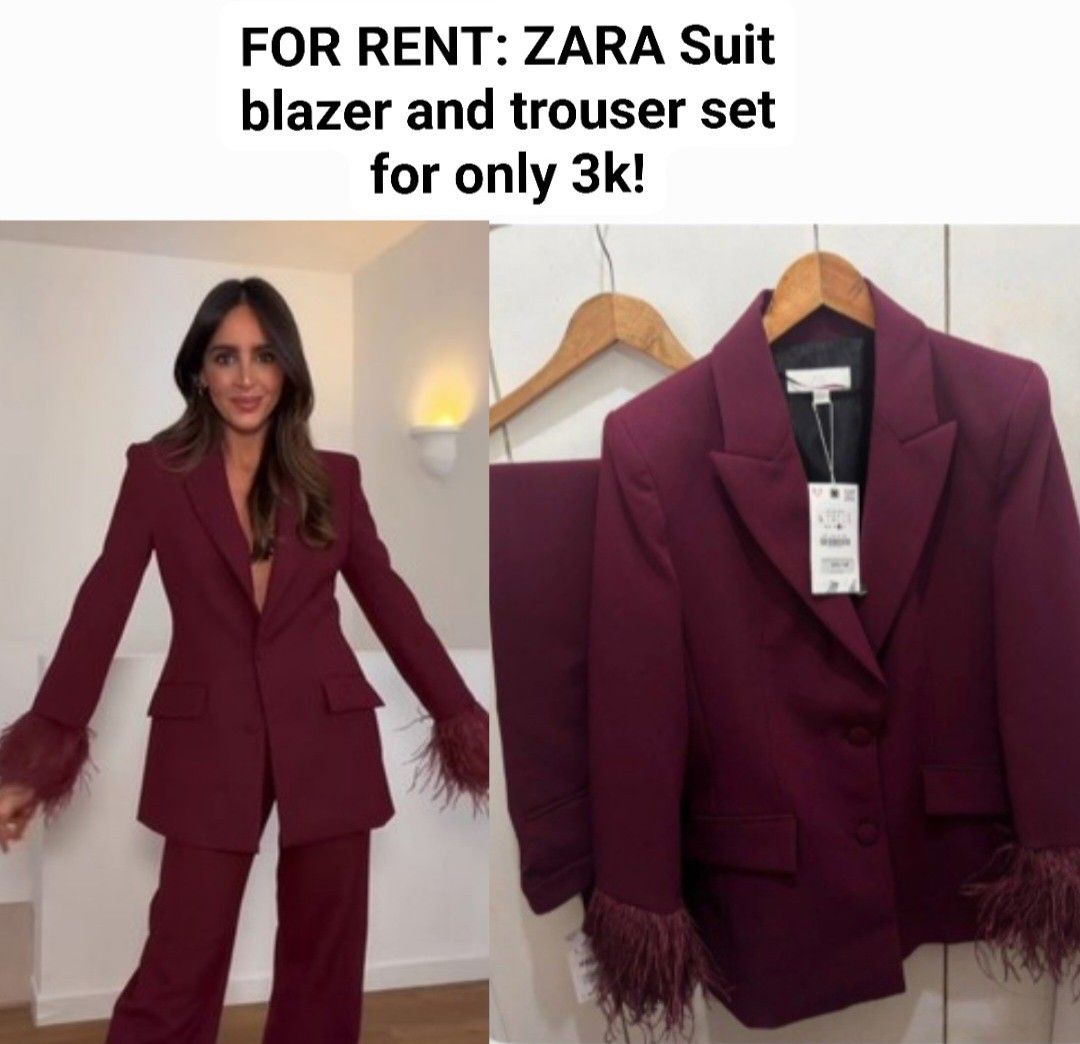 FOR RENT- ZARA Suit for only 3k! (Category: Coats, Jackets and Outerwear) located in Makati City. Submitted by brandedshopoffers (Listing ID 1467774462, Image 1). Description: FOR RENT: Zara Suit set Size: Large only! Price: 3k.