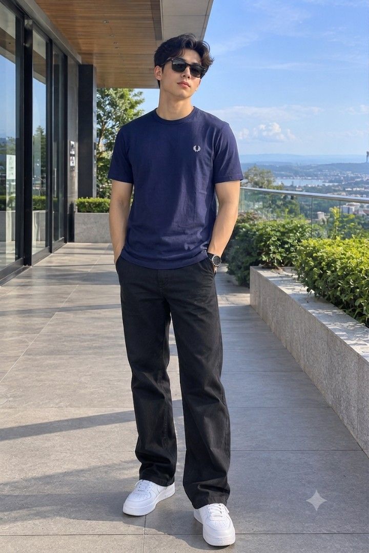 Fred Perry Navy Blue T-Shirt Size S (Category: Tshirts & Polo Shirts ) located in Manila. Submitted by purefire-477a (Listing ID 1467851115, Image 2). Description: - Brand: Fred Perry - Color: Navy Blue - Size: Small - Logo: Iconic white embroidered laurel wreath on chest - Fit: Standard fit with short sleeves - Material: Soft and textured fabric - Condition: Clean, zero flaws found.