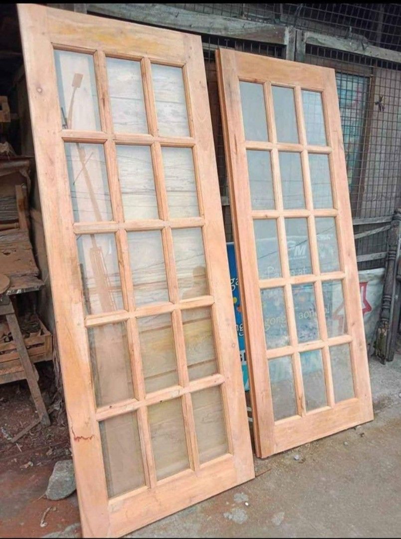 FRENCH DOOR / FLUSHDOOR W/ VIEWING GLASS (Category: Locks, Doors & Gates) located in Quezon City. Submitted by anglerose070187 (Listing ID 1467913331, Image 1). Description: - Handmade solid wooden doors for interior or exterior use - Available designs: multi-pane glass panel, geometric routed groove, and raised panel styles - Unfinished wood - ready for your choice of paint or stain - Solid and sturdy build quality - Sold individually or as a se
