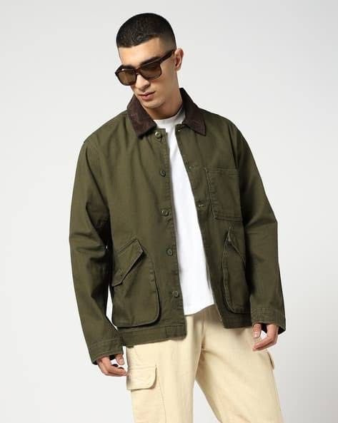 GAP Olive Green Utility Jacket Corduroy Collar (Category: Coats, Jackets and Outerwear) located in Manila. Submitted by bernalandre (Listing ID 1468014395, Image 2). Description: - GAP Olive Green Canvas Work Jacket - Size Large - No issues worn only a few times (9.5/10 condition).