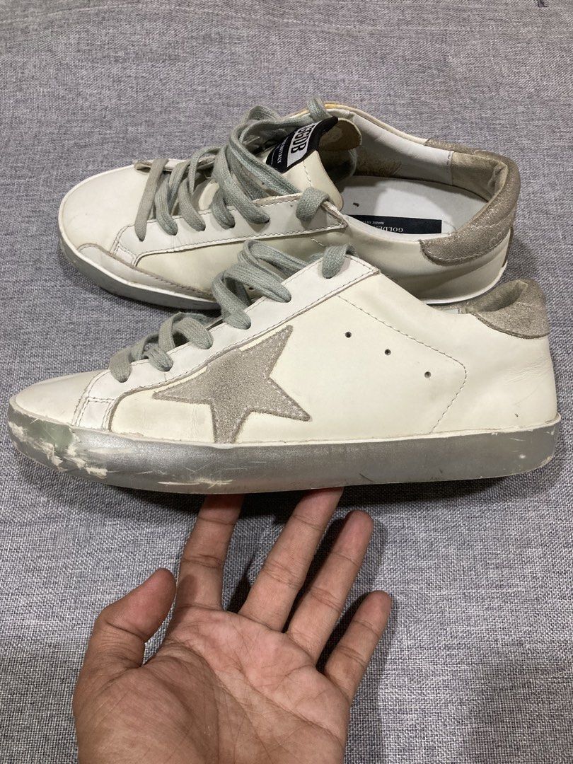 GGDB Super Star White Double Silver (Category: Sneakers) located in Zamboanga. Submitted by deensthrifting (Listing ID 1467993711, Image 2). Description: GGDB SUPER STAR WHITE DOUBLE SILVER SIZE 37 Very good condition Issue: dikitan .