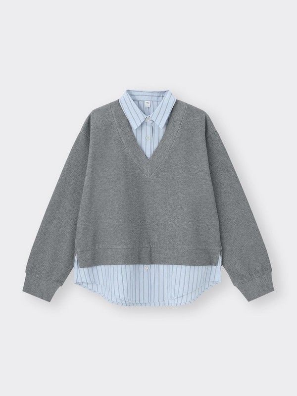 GU FABRIC COMBINATION PULLOVER (Category: Formal Shirts) located in Bulacan. Submitted by markkiethrift2023 (Listing ID 1467984528, Image 1). Description: GU FABRIC COMBINATION PULLOVER EXCELLENT CONDITION DIMES: 20 x 23.