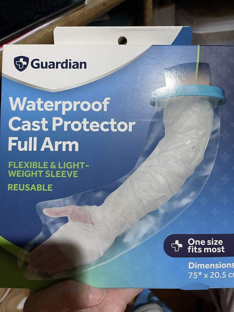 Guardian Waterproof Cast Protector Full Arm (Category: Braces, Support & Protection) located in Cebu City. Submitted by beautypoint (Listing ID 1468021014, Image 1). Description: - 100% waterproof protection for full arms, casts, and bandages during showers or baths - Flexible, lightweight, and reusable design for long-lasting use - Easy to slide on and off without any hassle - One size fits most adults and youth (Dimensions: 75 x 20.5 cm) - Cond