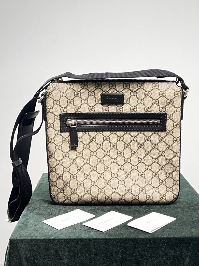Gucci Crossbody Sling Bag (Category: Sling Bags) located in Manila. Submitted by lemsdolori16713 (Listing ID 1468053741, Image 1). Description: Gucci Messenger Crossbody Bag | Zip Closure Adjustable Strap | Monogram | Leather | Gold Tone Dimensions 8.2”W x 9.2”H x 1.8”D complete with serial, hangtag and dustbag 60,000 (slightly negotiable).