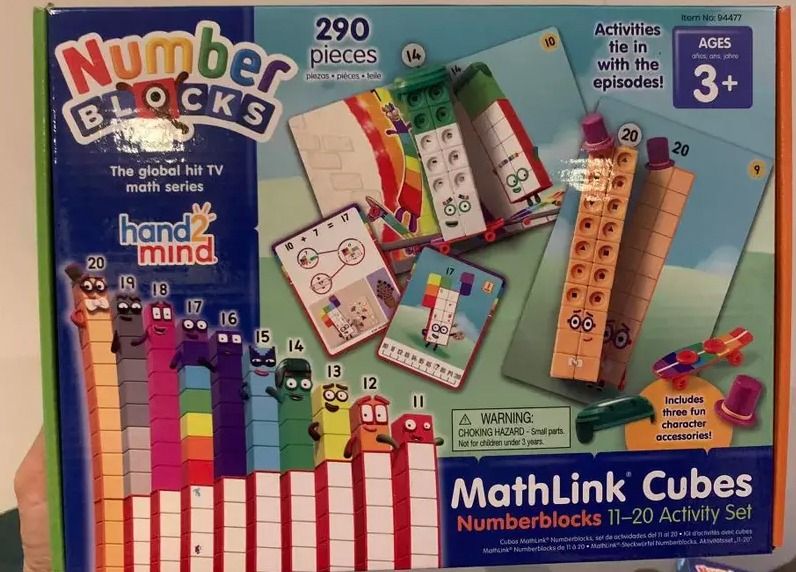 hand2mind MathLink Cubes Numberblocks 11-20 Activity Set (Category: Educational & Learning Toys) located in Santa Rosa. Submitted by aos-ph (Listing ID 1468020402, Image 1). Description: AUTHENTIC Numberblocks toys! - Brand new and unopened box - Official hand2mind MathLink Cubes Numberblocks 11-20 Activity Set - Contains 290 pieces to build characters from eleven to twenty - Includes fun character accessories like top hats and skateboards - Come