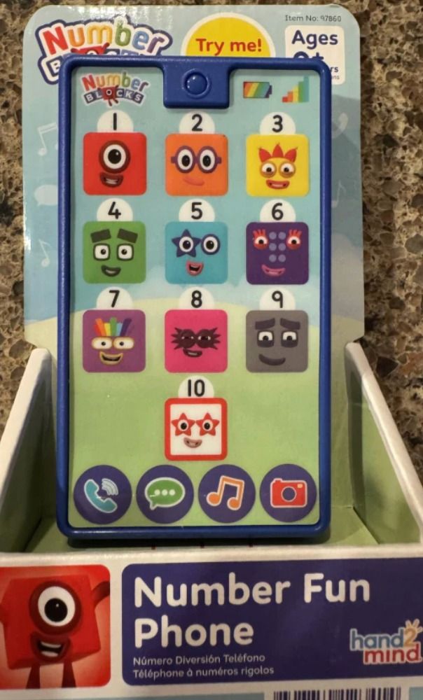 hand2mind NumberBlocks Number Fun Phone Toy (Category: Educational & Learning Toys) located in Santa Rosa. Submitted by aos-ph (Listing ID 1468023755, Image 1). Description: AUTHENTIC Numberblocks - Brand: hand2mind Numberblocks - Item: Number Fun Phone toy with interactive sounds and buttons - Characters: Features numbers 1 to 10 - Recommended Age: 3 years and up - Condition: Brand new, still attached to the original retail backing card and box 