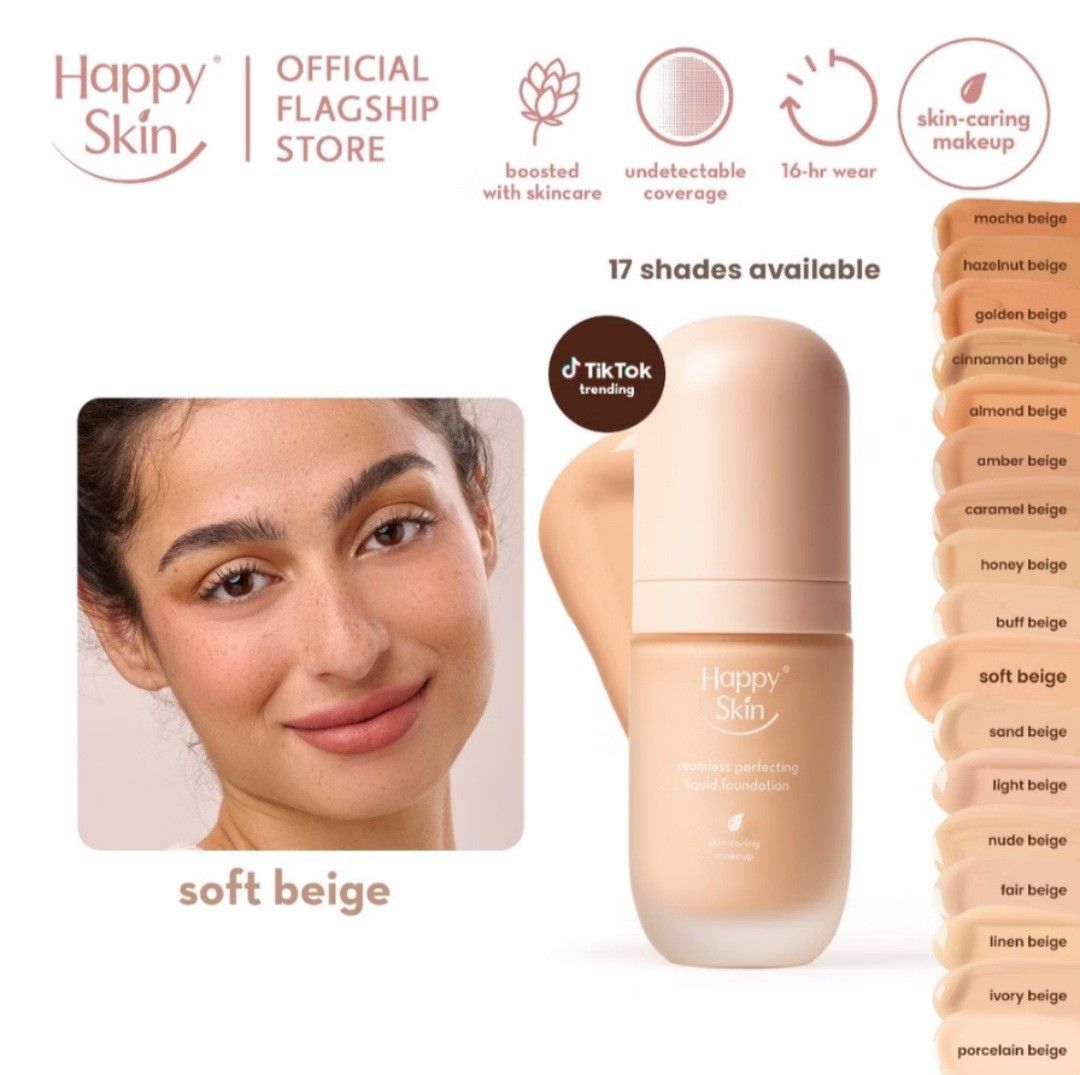 Happy Skin Seamless Perfecting Liquid Foundation (Category: Makeup) located in Quezon City. Submitted by vettylafea (Listing ID 1467865293, Image 3). Description: - 568PHP ko na lang nakuha sa orange app dahil sa voucher and coins. Used once lang then nakatambak na lang. - RFS: Wrong shade pala sa akin. Sayang naman hindi na magagamit..