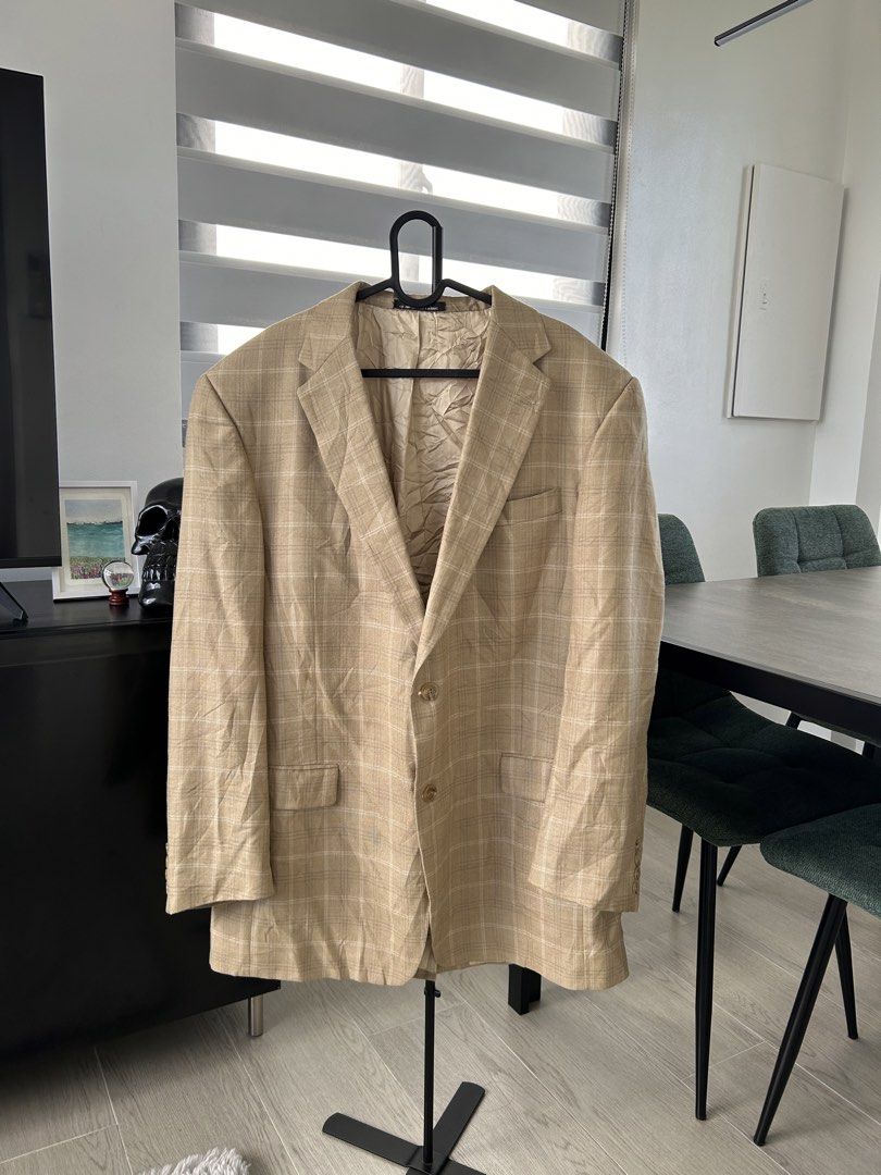 Hart Schaffner Marx Beige Blazer Jacket (L) (Category: Coats, Jackets and Outerwear) located in Dasmarinas. Submitted by sfclosetcleanup (Listing ID 1467896472, Image 2). Description: 17 x 31.