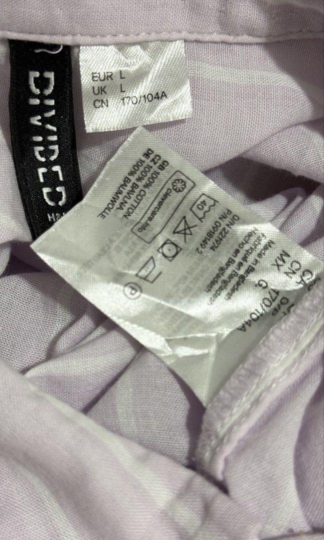 H&M Divided Lilac Striped Button-up Shirt. (Category: Longsleeves) located in Naga. Submitted by tiindahunts (Listing ID 1467874196, Image 3). Description: From Hongkong box! Chest width 24" Length 28" Laid flat.