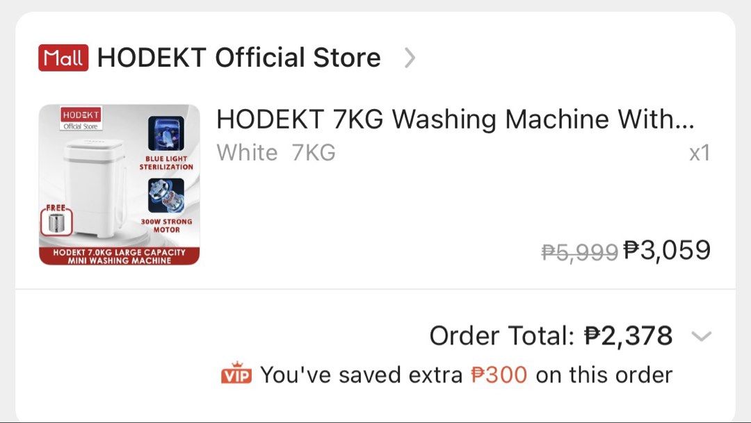HODEKT 7KG Mini Washing Machine White (Category: Washing Machines and Dryers) located in Batangas. Submitted by chubyyyyy (Listing ID 1468050755, Image 2). Description: - Brand/Model: HODEKT Mini Washing Machine (White) - Capacity: 7KG, perfect for daily laundry - Hygiene: Built-in blue light sterilization for cleaner, germ-free clothes - Space-saving Used once po. No box na po, naitapon na..