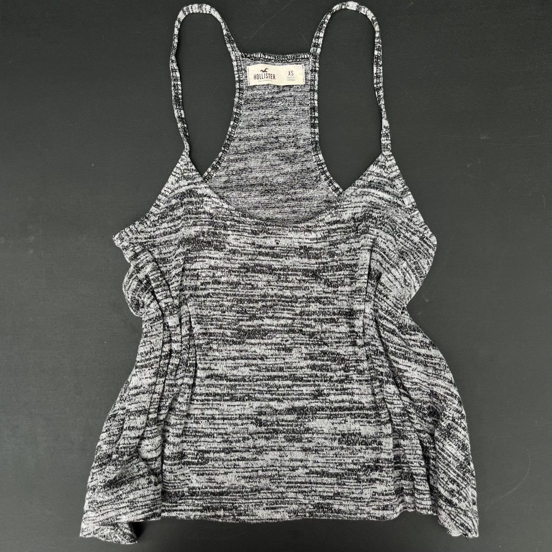Hollister Raceback tank top (Category: Sleeveless) located in Surigao. Submitted by rynryngoaway (Listing ID 1467876695, Image 1). Description: Hollister race back gray tank top size xs currently hearing offers in other platforms, dm ur offer if interested (no issue).