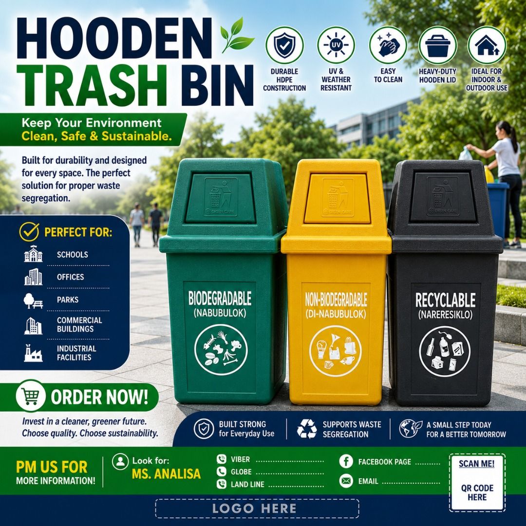 HOODED TRASH BIN (Category: Looking For) located in Pasig City. Submitted by cruzmia.825 (Listing ID 1467845767, Image 1). Description: ✅ Guaranteed lowest price ✅ Quality products ✅ Big discount for bulk orders ✅ 100% LEGIT TRUSTED SUPPLIER! ✅ With Complete Legal Documents ✅ BIR Registered We Supply All Kinds Of PPE Supplies, Raincoat, Hard Hat, Cooler Box, Plastic Trash Bin, Road Barriers, Kayak Boats, Crystal Kayak, Traffic Cone, T-Bollards & 