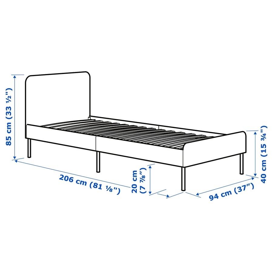 IKEA Slattum Upholstered Bed Frame Single (Category: Bed Frames & Mattresses) located in Quezon City. Submitted by shiela.alonzo (Listing ID 1467902783, Image 3). Description: For sale po 4500 less than 6 months lang nagamit. Binili ng brand new sa Ikea. Rfs may bunk bed na po sa nilipatan. Bed frame only and dismantled na po sya. - Item: IKEA Slattum Upholstered Bed Frame - Size: Single (Fits standard single mattress) - Color: Dark Grey - Dimens