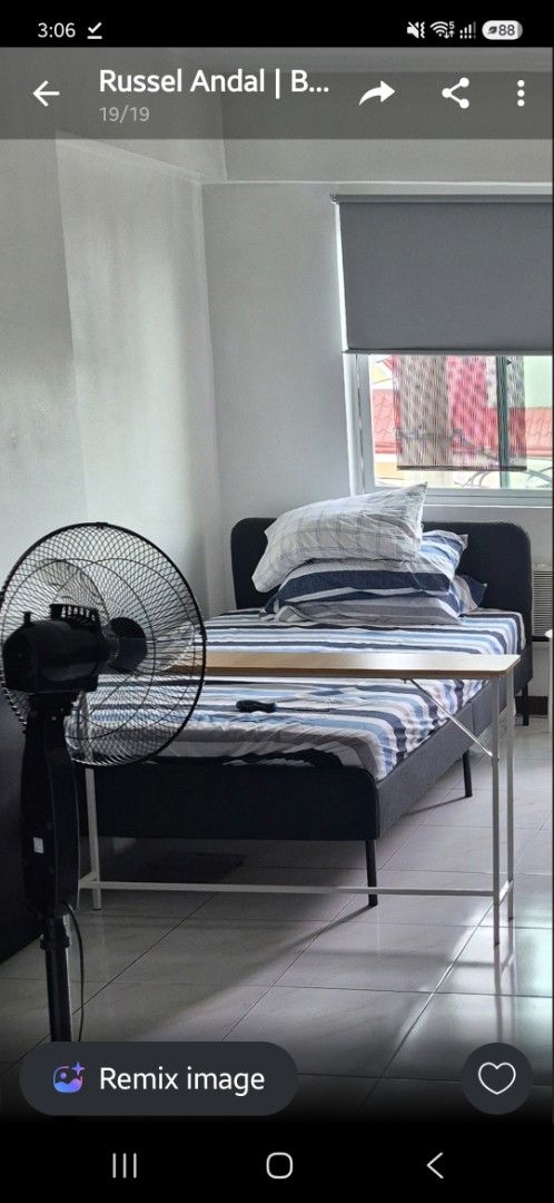 IKEA Slattum Upholstered Bed Frame Single (Category: Bed Frames & Mattresses) located in Quezon City. Submitted by shiela.alonzo (Listing ID 1467902783, Image 1). Description: For sale po 4500 less than 6 months lang nagamit. Binili ng brand new sa Ikea. Rfs may bunk bed na po sa nilipatan. Bed frame only and dismantled na po sya. - Item: IKEA Slattum Upholstered Bed Frame - Size: Single (Fits standard single mattress) - Color: Dark Grey - Dimens