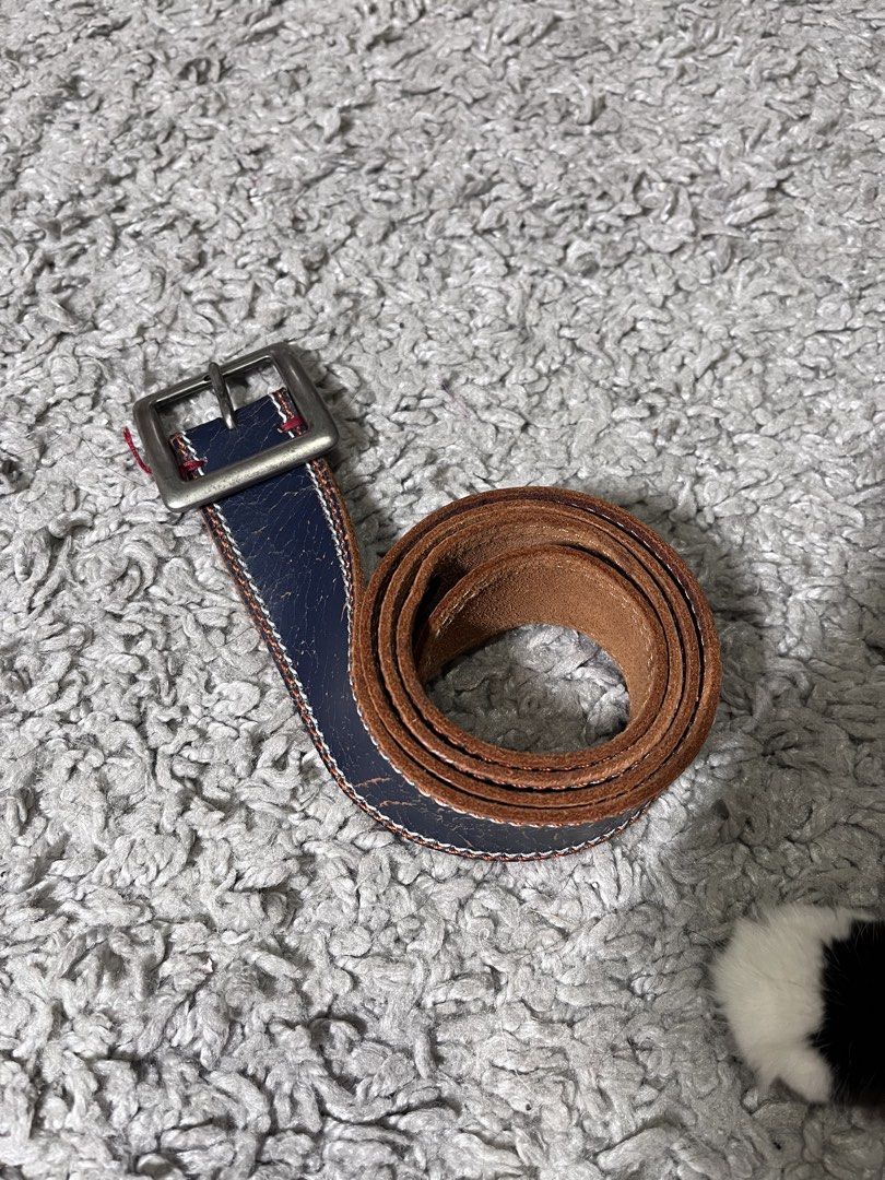indigo-colored belt (Category: Belts) located in Davao. Submitted by fromadollscloset (Listing ID 1467844984, Image 1). Description: [READ MY BIO FIRST!] ⭐️ description ⭐️ - material is a bit cracked but doesn't affect the durability of the item.