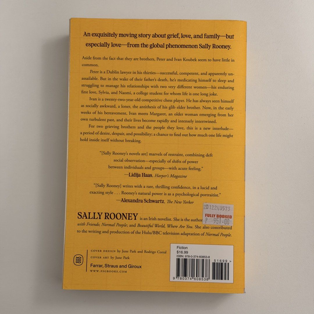 Intermezzo by Sally Rooney (Category: Storybooks) located in Binan City. Submitted by srdd_ (Listing ID 1467898335, Image 3). Description: - in good condition - no markings or highlights Loc: Binan Laguna.