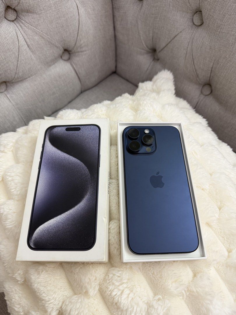iPhone 15 Pro Max 256GB (Category: iPhone 15 Series) located in Manila. Submitted by annicarts (Listing ID 1468026861, Image 2). Description: Selling my personal iPhone 15 Pro Max 256GB in Blue Titanium, in pristine condition. It was only used occasionally as an extra phone, so it has been very well maintained. DETAILS • 256GB Storage • Blue Titanium • ZP/A Variant • Physical Dual SIM • 85% Battery Health • 676 Cycle Count • Pristine condition, n