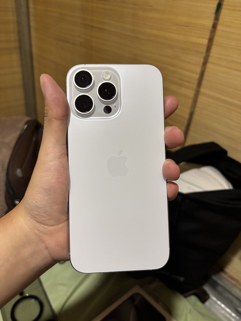 Iphone 16 Pro Max (256GB) (Category: iPhone 16 Series) located in Paranaque City. Submitted by geewagen (Listing ID 1467904309, Image 2). Description: Model & Storage: iPhone 16 Pro Max, 256GB ORIGINAL NOT REFURBISHED you can check with Power Mac for authentication Color: White Titanium Condition: Excellent condition, used for 1 year and 1 month (First used Sept 2025) Battery Health: 94% Maximum Capacity (Cycle Count: 429) Origin: Purchased local