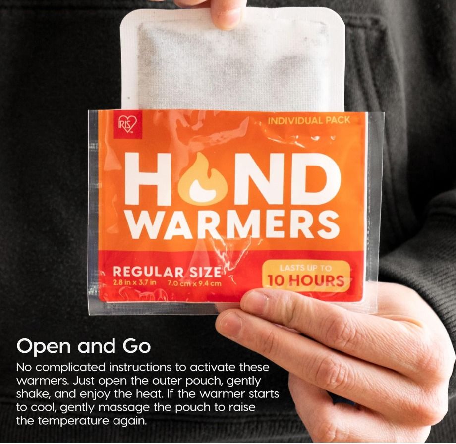 IRIS Hand Warmers Regular Size 10 Hours Individual Pack (Category: Hands & Nails) located in Santa Rosa. Submitted by aos-ph (Listing ID 1468019826, Image 1). Description: WARMER SIZE: 4.8" x 3.7" x 0.1" - Long-lasting heat up to 10 hours - Air-activated, disposable, and 100% unscented - Easy to use: just open the outer pouch, shake, and enjoy - TSA-approved for safe and easy travel.