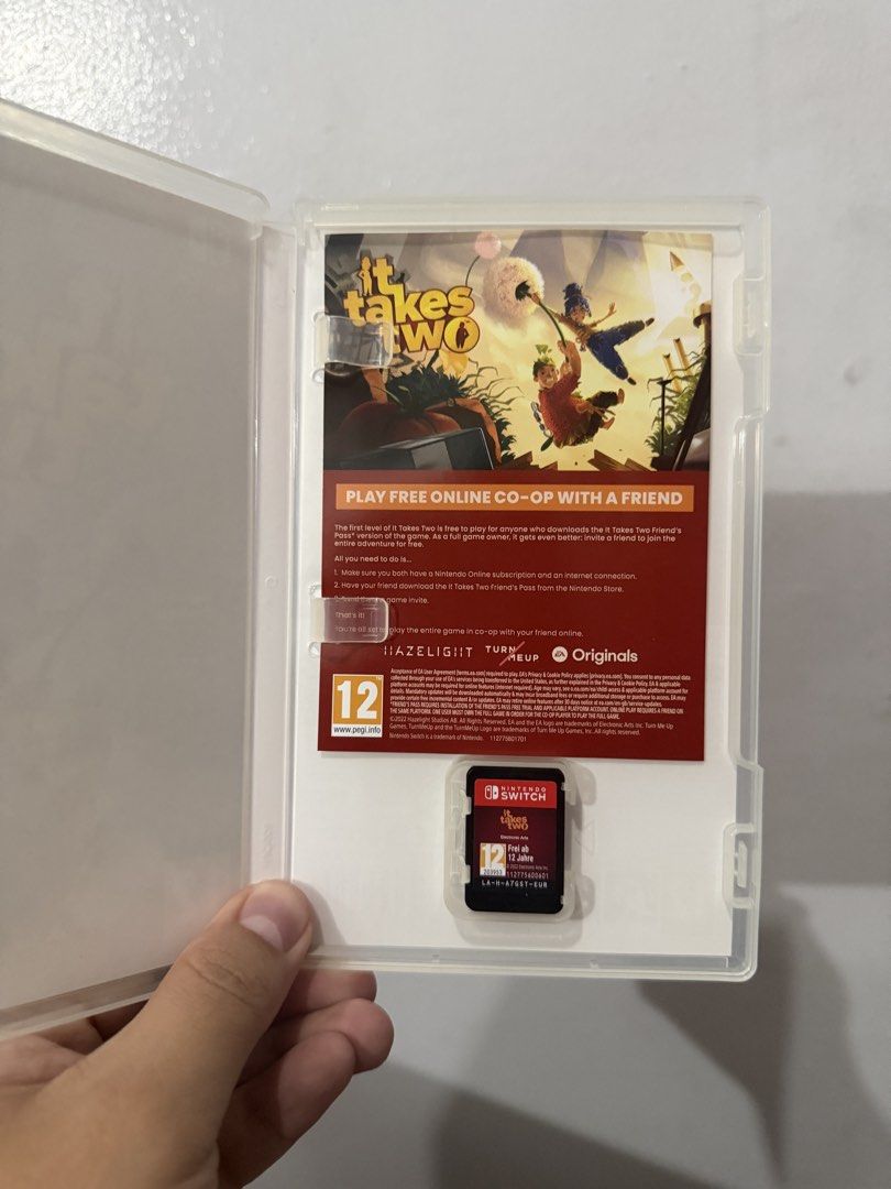 It Takes Two Nintendo Switch Game Card and Case (Category: Nintendo) located in Valenzuela. Submitted by gamechilo (Listing ID 1467947689, Image 2). Description: - Title: It Takes Two - Platform: Nintendo Switch - Inclusions: Original game card, case, and insert - Condition: Excellent working condition - Features: Highly-rated, award-winning couch co-op game SALE or SWAP.
