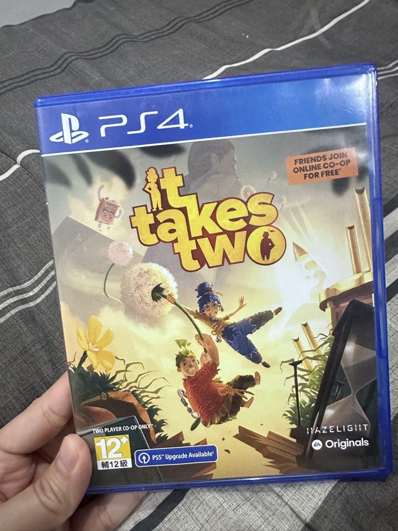 It Takes Two PS4 Game (Category: PlayStation) located in Davao. Submitted by gentledeer_36a645 (Listing ID 1467893354, Image 1). Description: - Platform: PlayStation 4 (Physical disc with case and cover art) - Includes free PS5 upgrade option - Strictly 2-player co-op gameplay (Friend's Pass allows friends to join online for free) - Ideal for game nights with family or friends - Condition: Good / Ready to ship or meet-up.