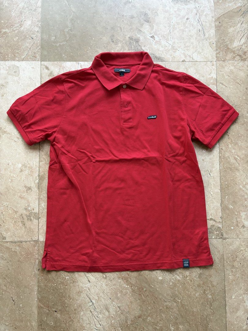 Jag Polo, Red (Category: Tshirts & Polo Shirts ) located in Quezon City. Submitted by tidyup.lara (Listing ID 1467840717, Image 1). Description: Size L Shoulder 17.5” Bust 42” Waist 42” Length 30” Condition 8/10: used but in good condition.