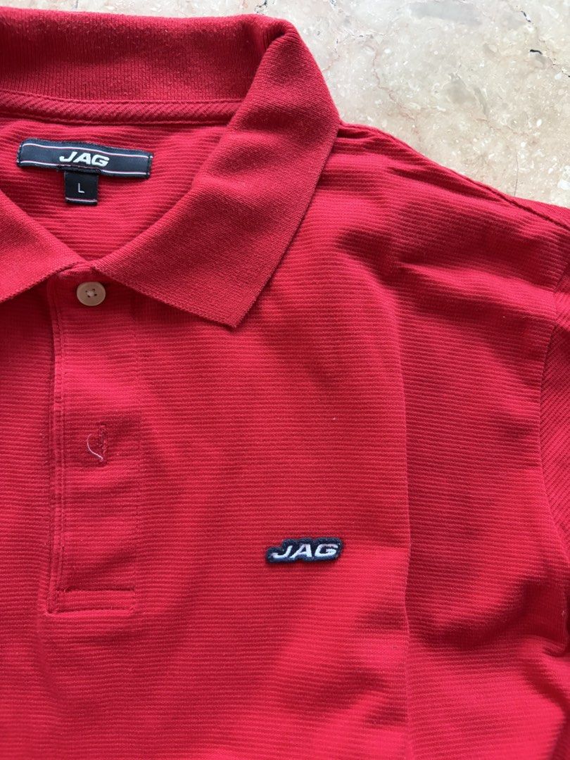 Jag Polo, Red (Category: Tshirts & Polo Shirts ) located in Quezon City. Submitted by tidyup.lara (Listing ID 1467840717, Image 3). Description: Size L Shoulder 17.5” Bust 42” Waist 42” Length 30” Condition 8/10: used but in good condition.
